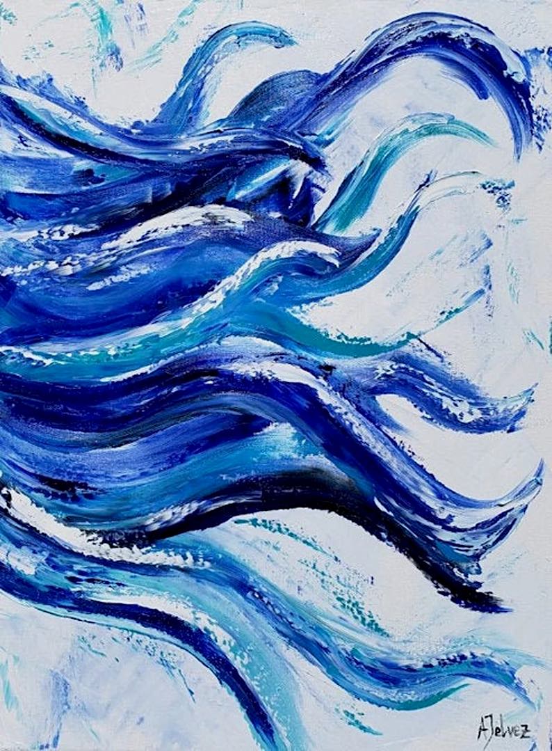 Blue Abstract (a beach painting) by Alina Jelvez