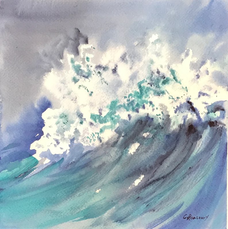 Crashing Waves (a beach painting) by Cecile Rancourt