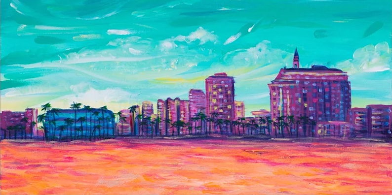 Love Long Beach (a beach painting) by Chelz Franzer