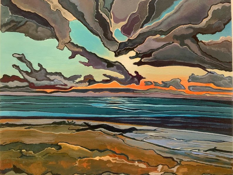 Setting Sun (a beach painting) by Christa Kadarusman