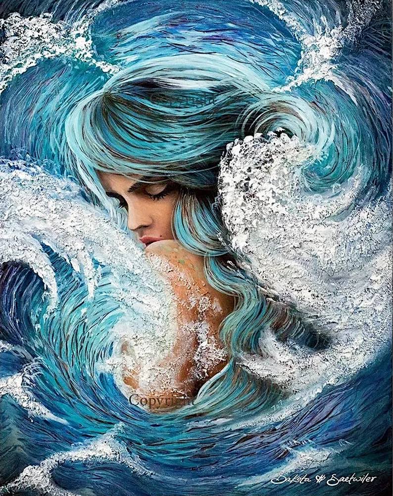 Wave Mermaid (a beach painting) by Dakota Daetwiler