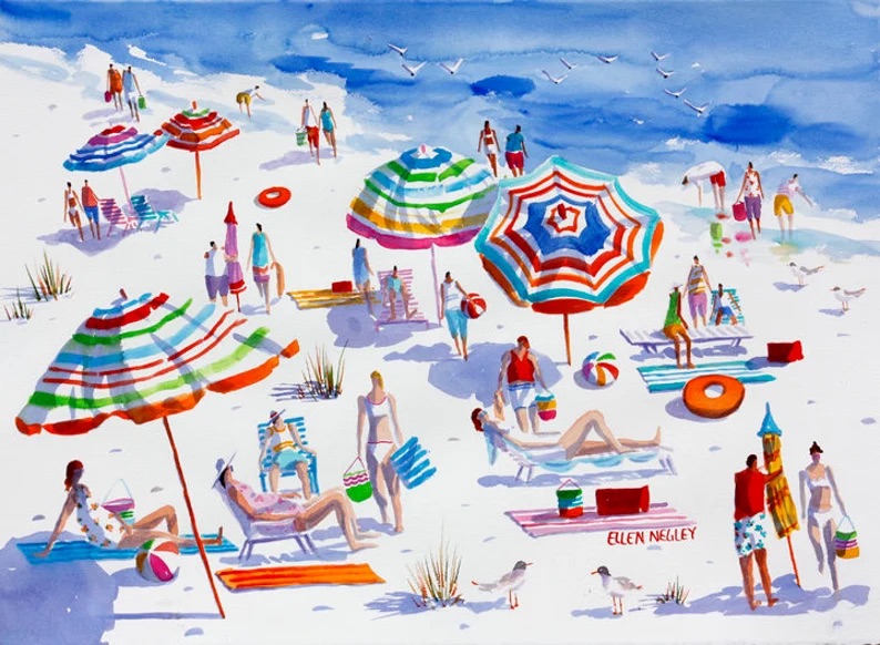 Beach Babes (a beach painting) by Ellen Negley