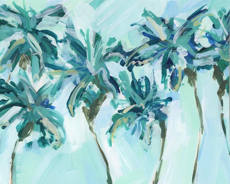 Tropical Palm Tree (a beach painting) by Emily Wood