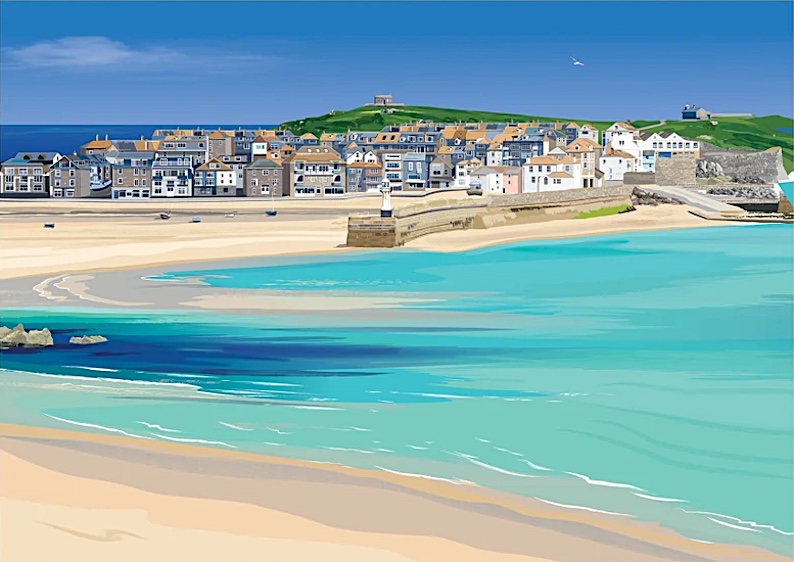 St Ives Cornwall (a beach painting) by Geraldine Burles