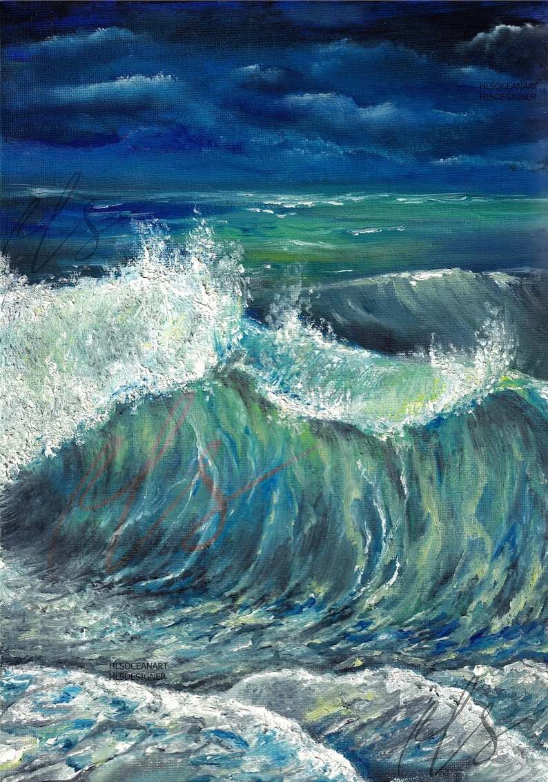 Cornwall Wave (a beach painting) by Hannah Louise Singleton
