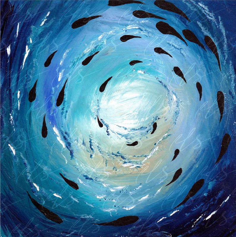 Sea Fish Shoal (a beach painting) by Hannah Louise Singleton