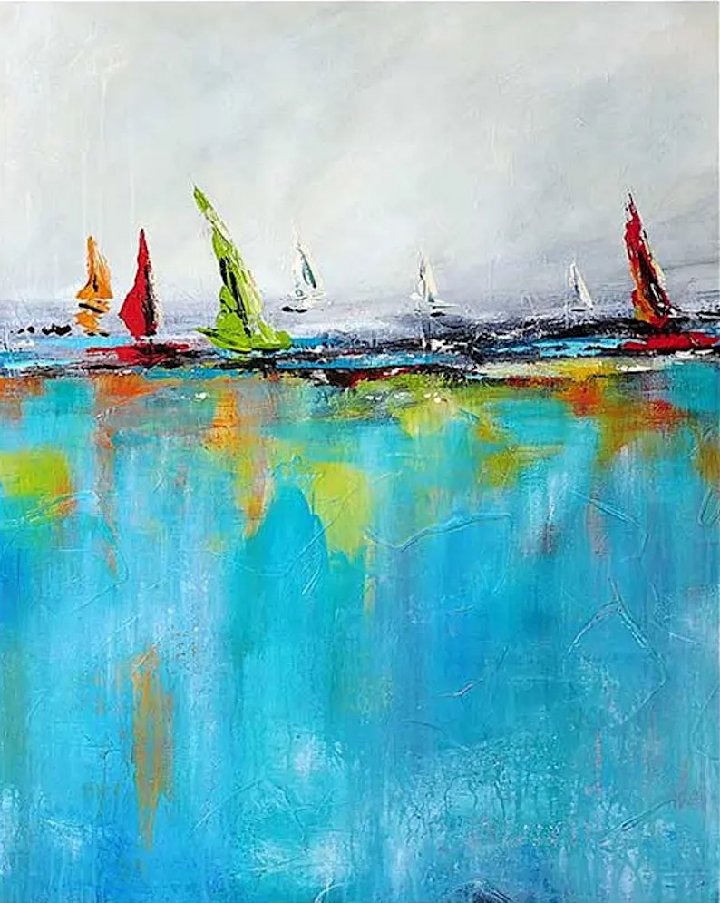 Yachts (a beach painting) by Julia Bars