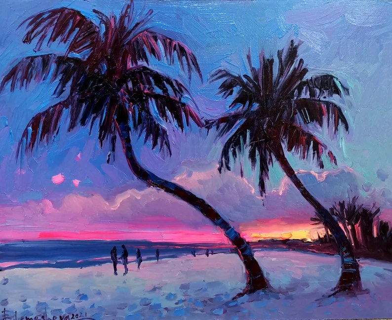 Palm Tree Hawaii (a beach painting) by Kateryna Lemesheva