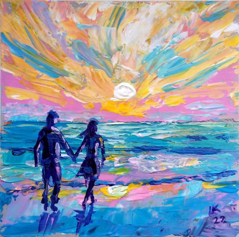 Romantic Couple (a beach painting) by Lada Kholosho