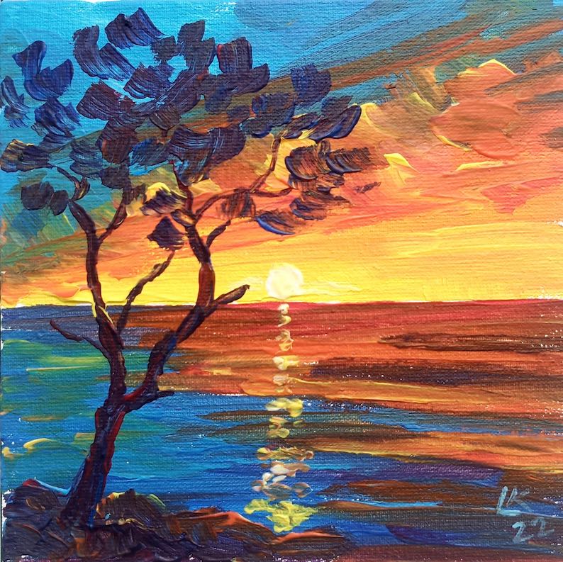 Seascape Sunset (a beach painting) by Lada Kholosho