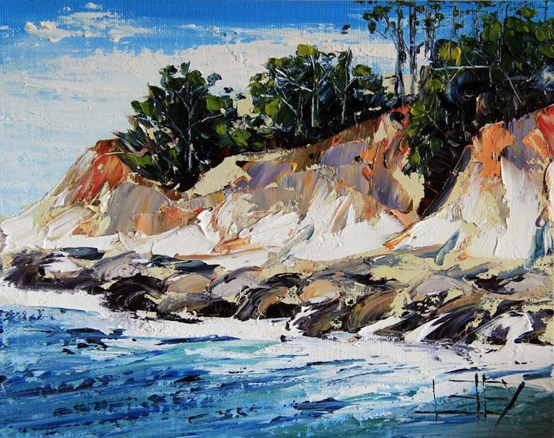 Half Moon Bay (a beach painting) by Lisa Elley