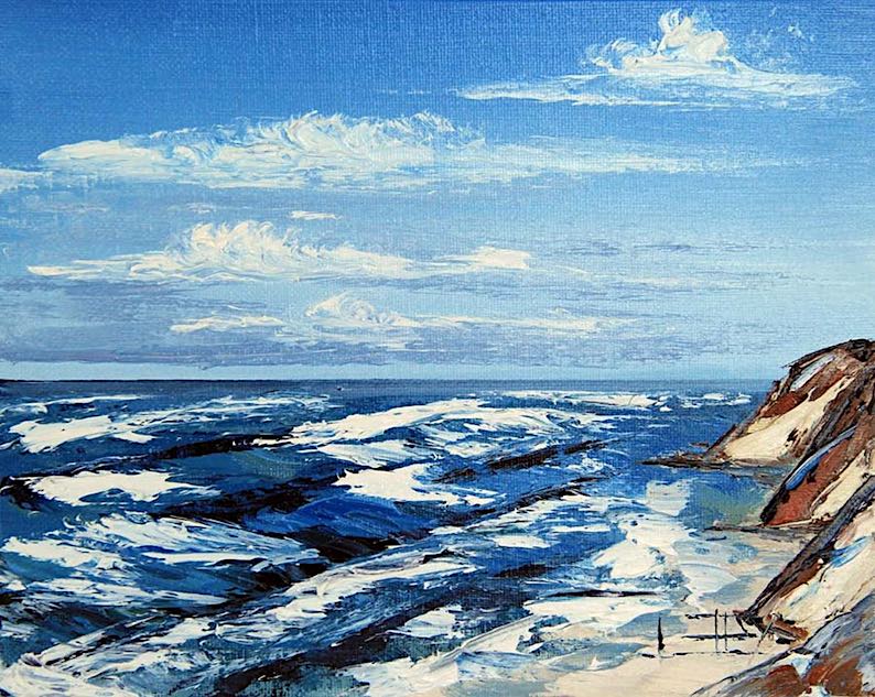 Mavericks (a beach painting) by Lisa Elley