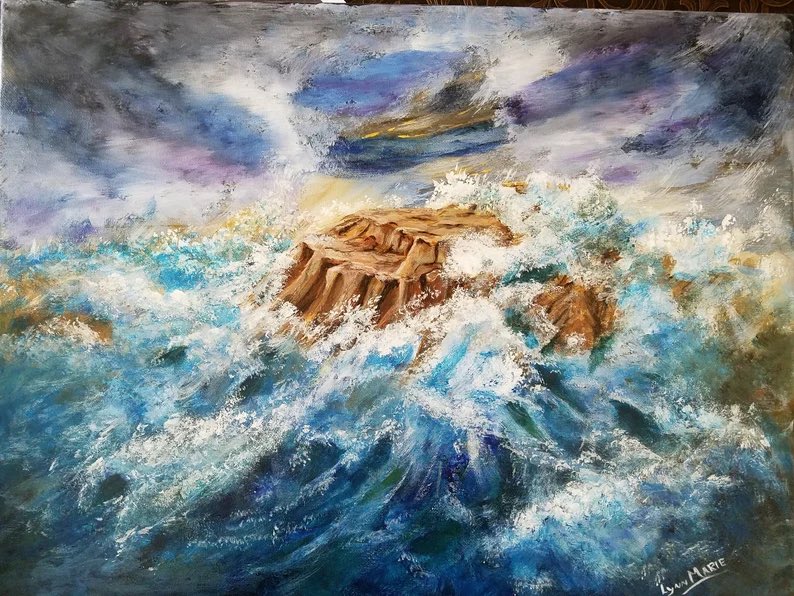 Ocean Fury (a beach painting) by Lynn Marie Jones
