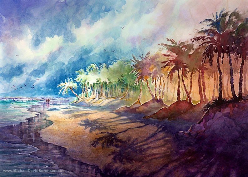 The Morning Walk (a beach painting) by Michael David Sorensen