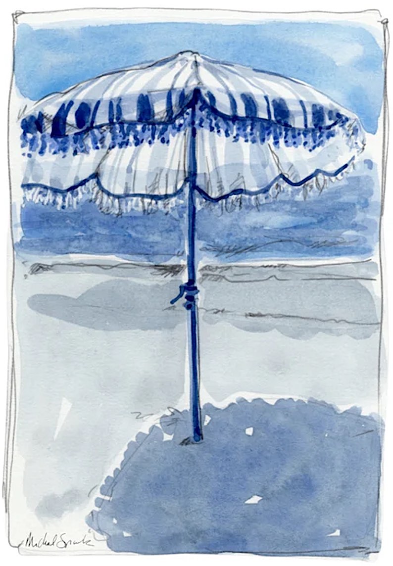 Beach Umbrella Shade (a beach painting) by Michal Sparks