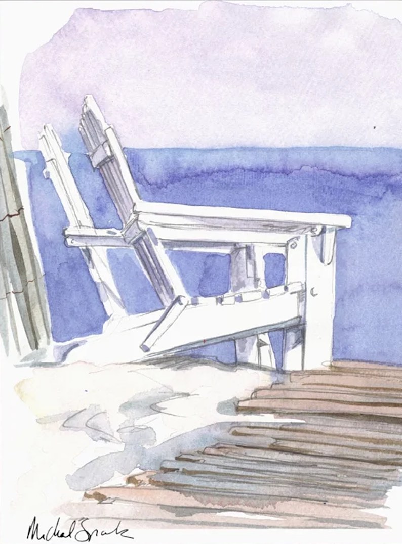 Beach Chairs (a beach painting) by Michal Sparks