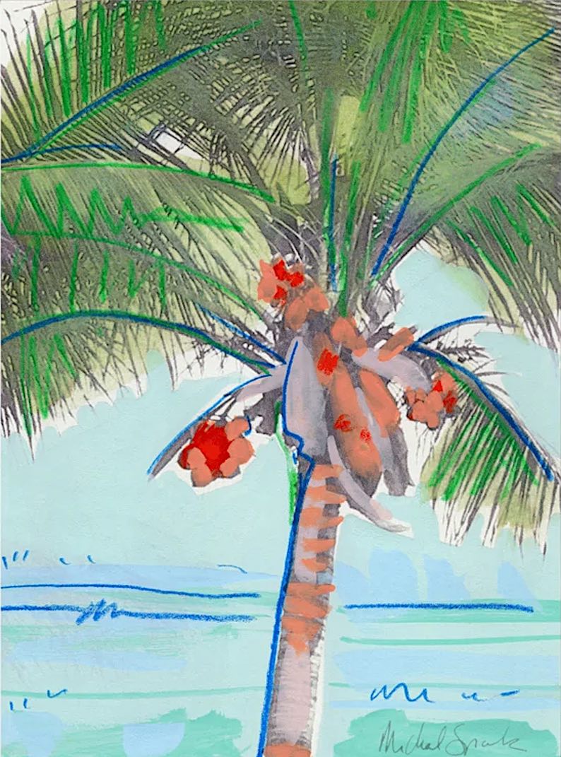 Palm Tree (a beach painting) by Michal Sparks