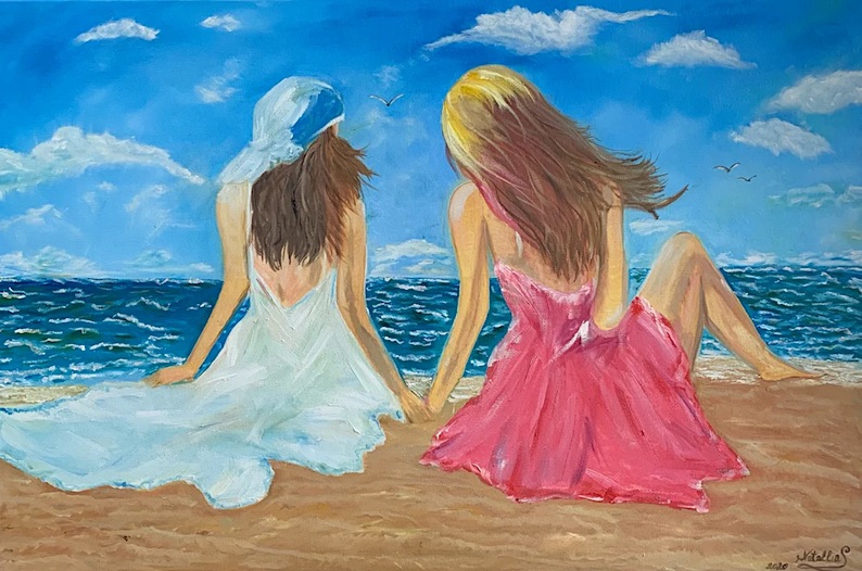 Friendship (a beach painting) by Natallia Siarozhankina