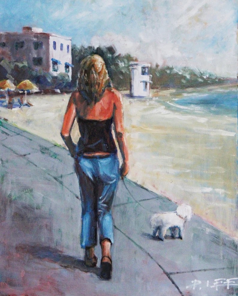 Laguna Beach Walk (a beach painting) by Peter Lee