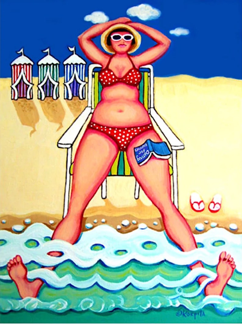 Feet in the Water (a beach painting) by Rebecca Stringer Korpita