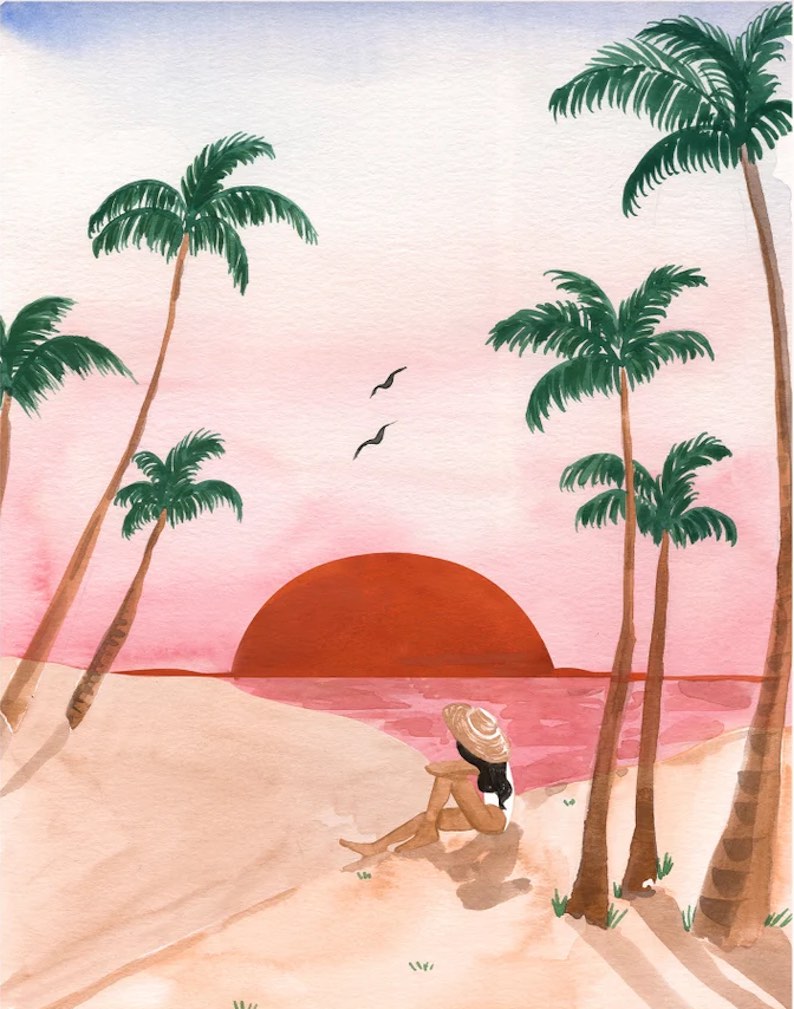 Sunset Dreamer (a beach painting) by Sabina Fenn