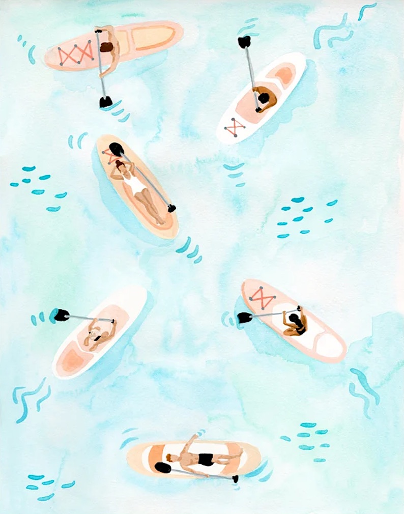 Paddle Board (a beach painting) by Sabina Fenn