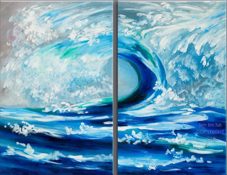Rolling Wave (a beach painting) by Tim Woods