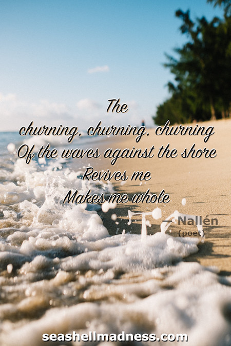 Beach Quote: The churning, churning, churning of the waves against the shore revives me, makes me whole.