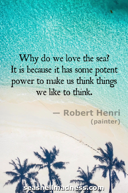 Robert Henri Beach Quote: Why do we love the sea? It is because it has some potent power to make us think things we like to think.