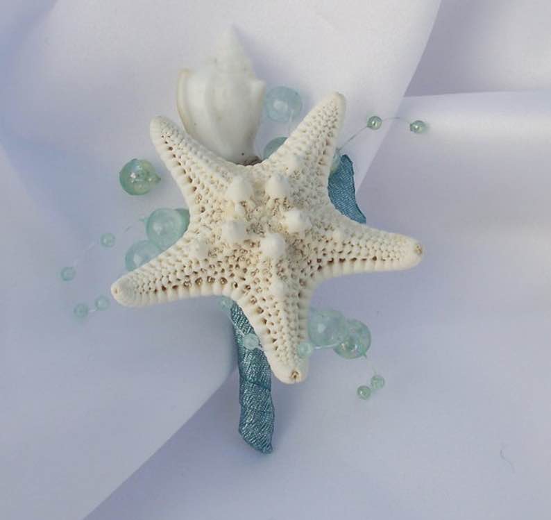 Aqua Blue Seashell Boutonniere