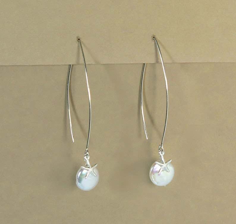 Starfish & Sterling Silver Long Earrings