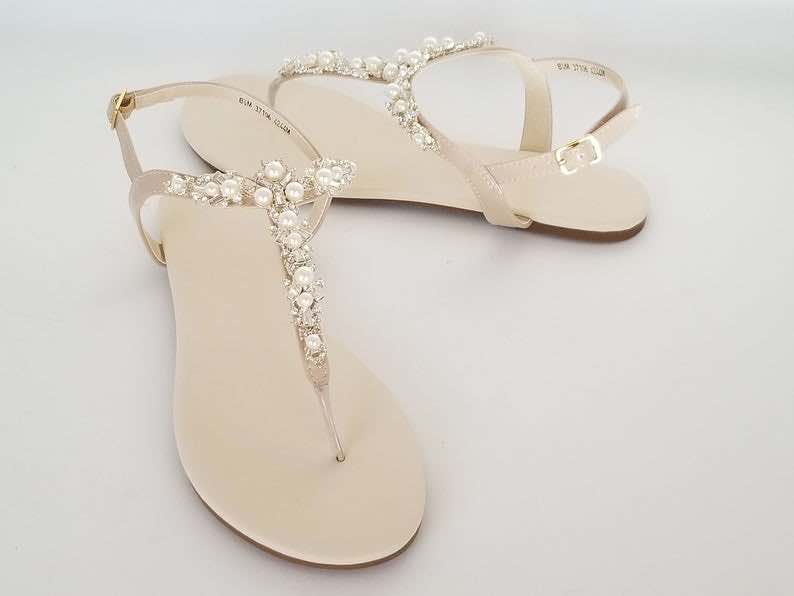 Crystal and Pearls Beach Wedding Sandals