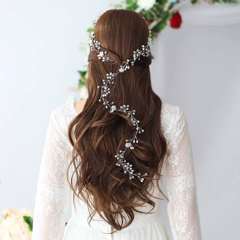 Long Bridal Hair Vine Headband