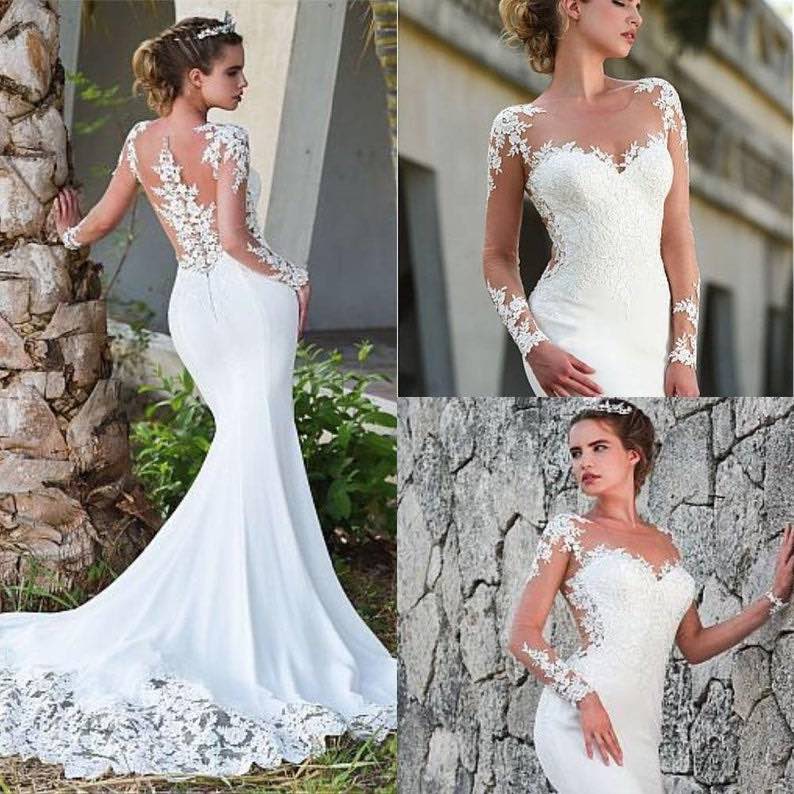 Sexy Sweetheart Neckline Illusion Mermaid Wedding Dress