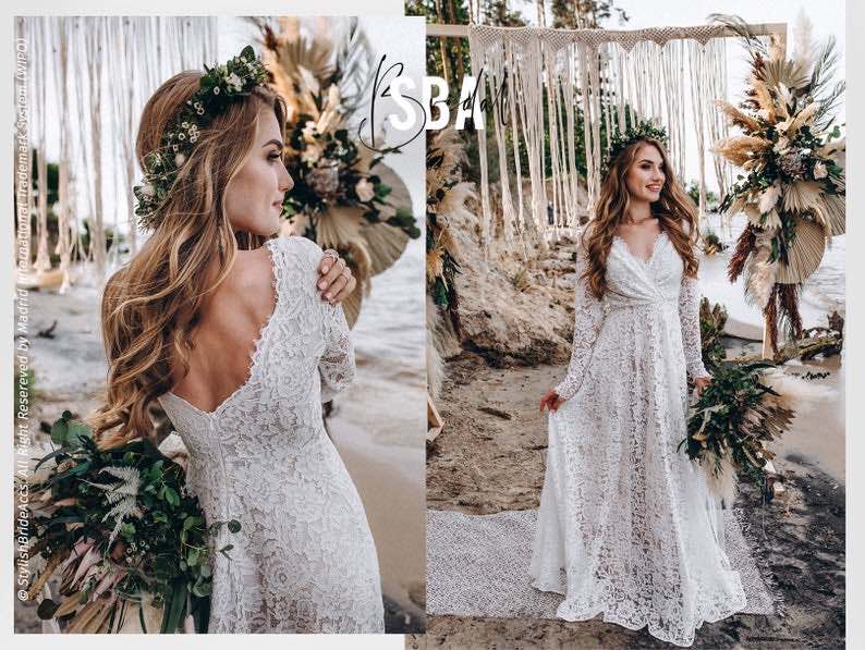 Lace Beach Boho Wedding Dress