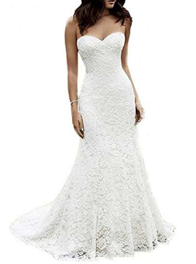 Mermaid Lace Beach Wedding Gown