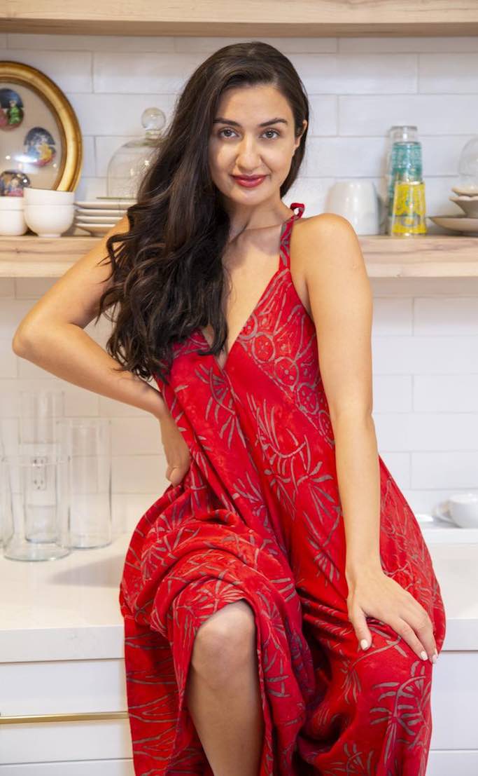 Holiday Red Palm Batik Harem Jumpsuit by Bali Prema