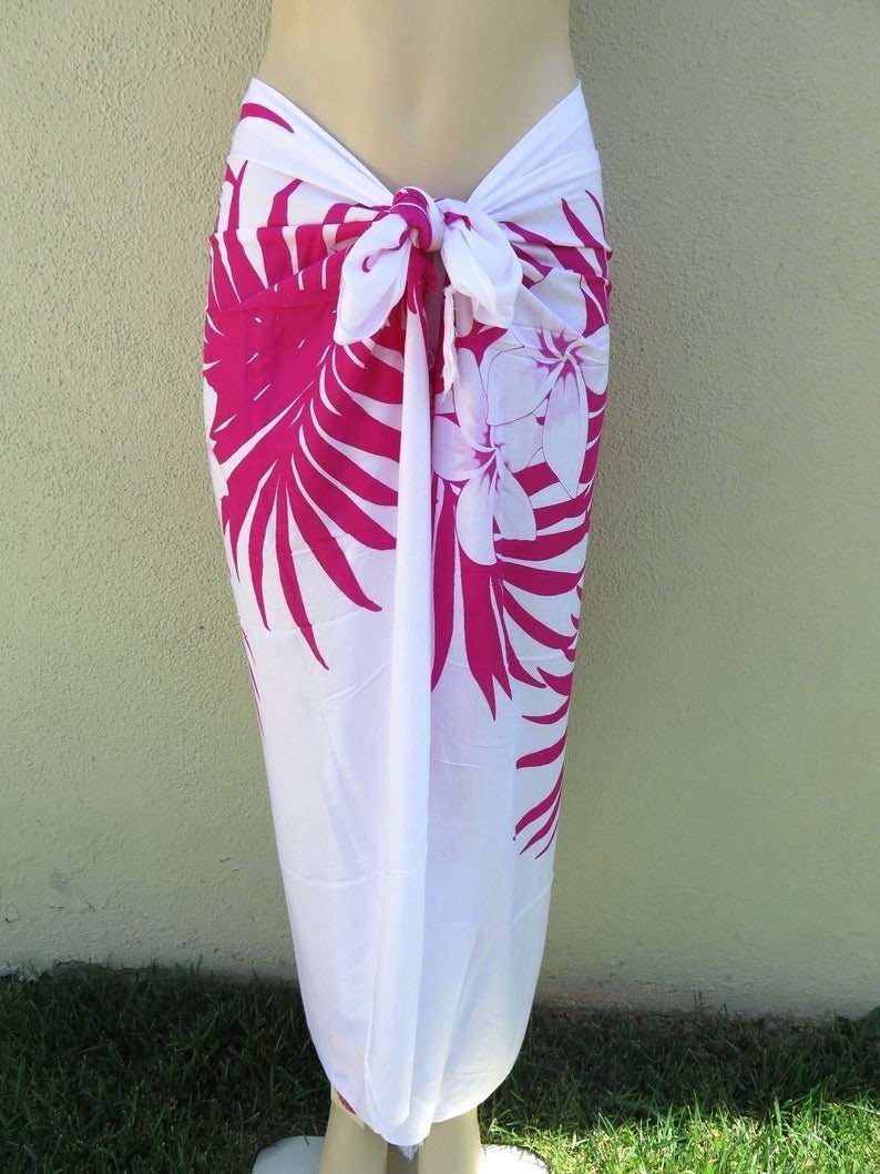 White Pink Plumeria Sarong Coverup by Laniakea Shop