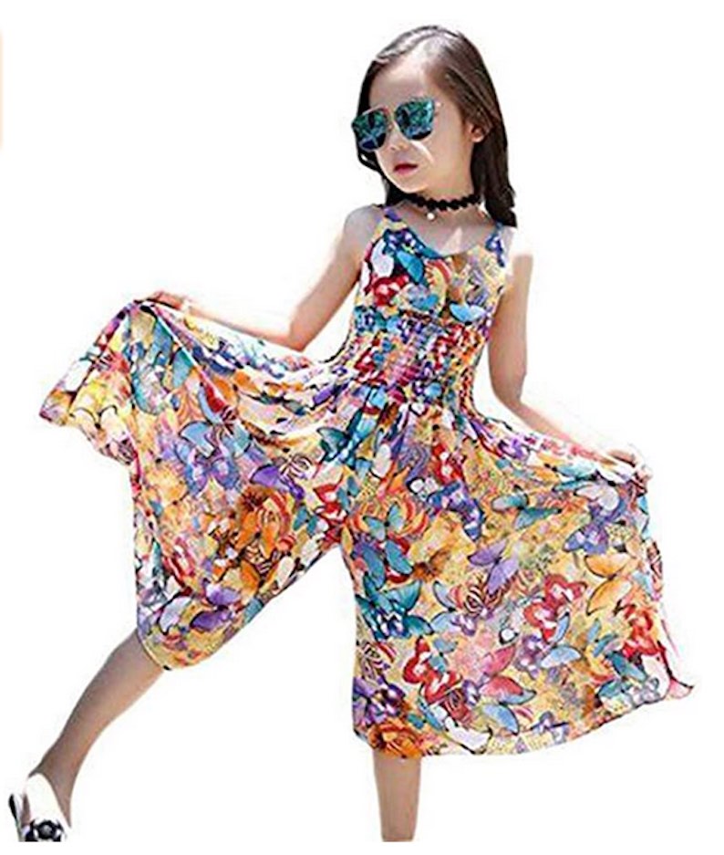 Bohemian Style Kid Girl Summer Chiffon Beach Skirt Pants Jumpsuit