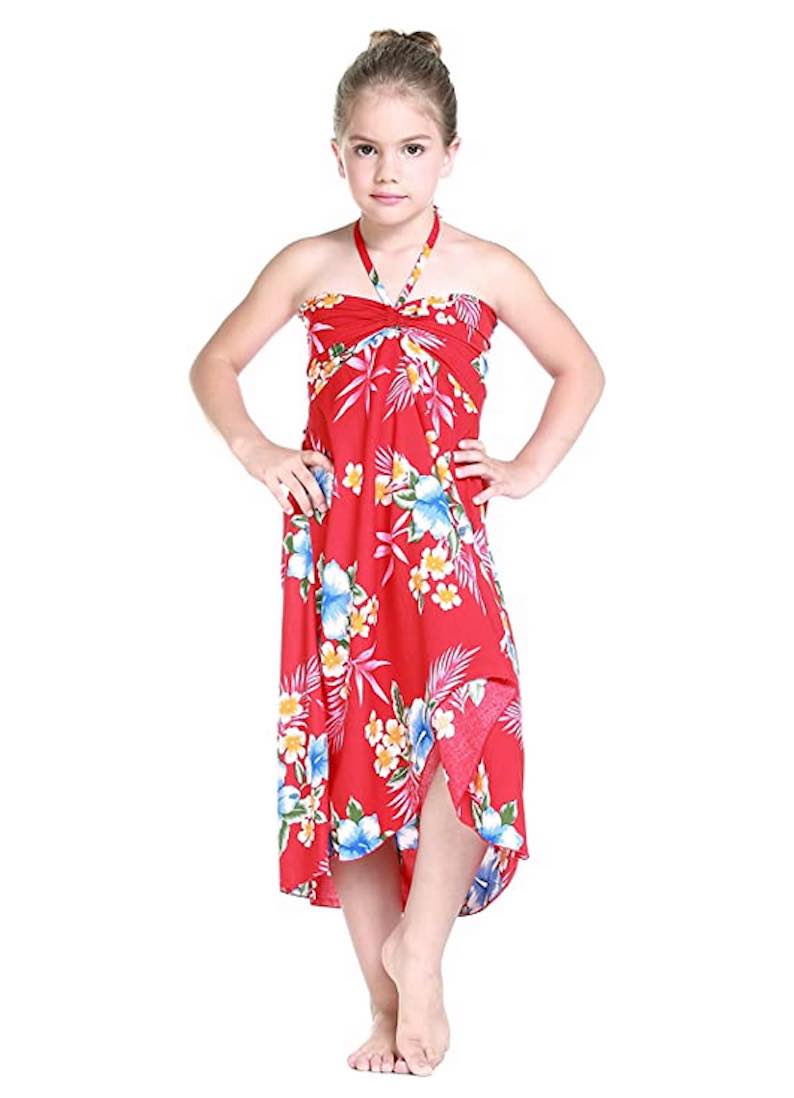 Hawaiian Halter Dress in Hibiscus Red