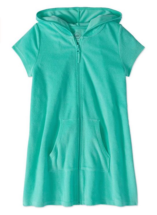 Girls Hooded Zip Front Terry Swimsuit Cover Up