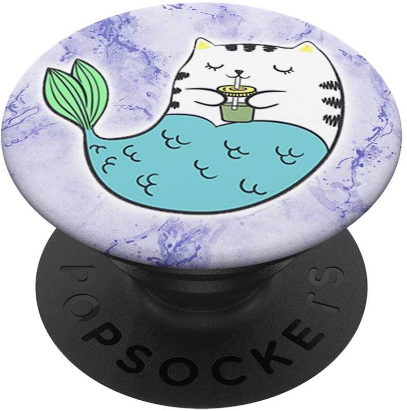 Purrmaid Cat Mermaid Purple PopSockets