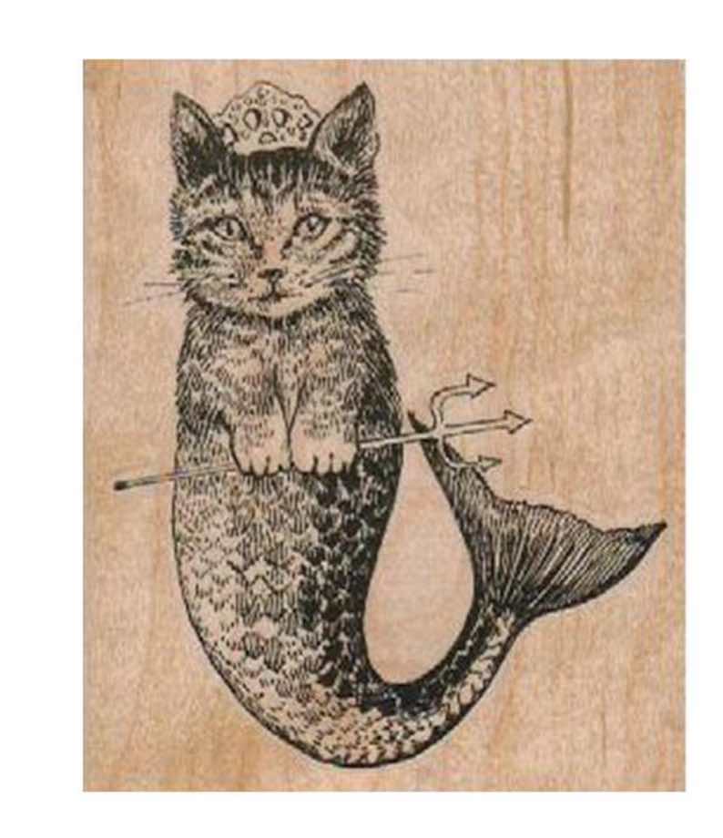 Cat Mermaid RUBBER STAMP