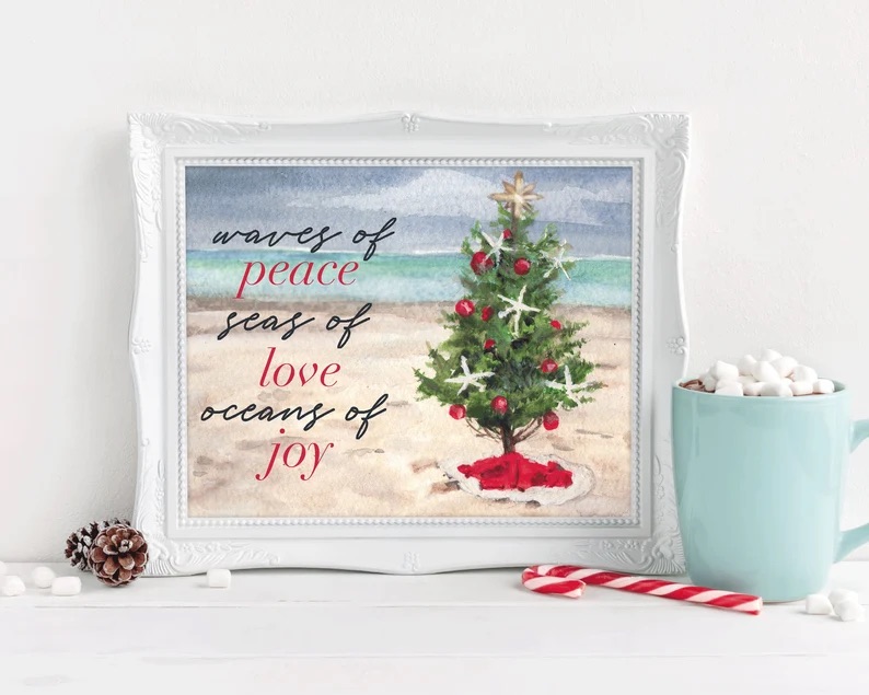 Watercolor Beach Christmas Tree