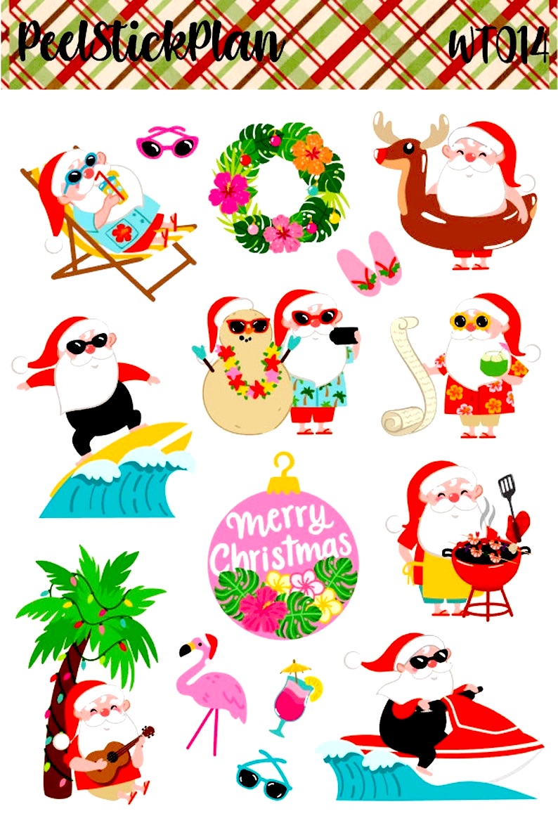 Beach-Themed Christmas Stickers