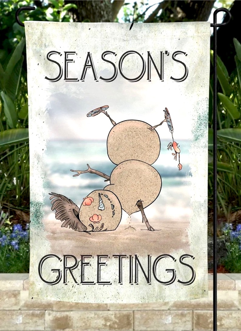 Seson's Greetings Beachy Christmas Garden Flag