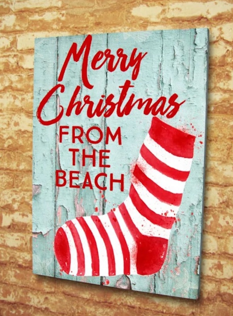 Merry Christmas From The Beach Wrapped Canvas Graphic Art