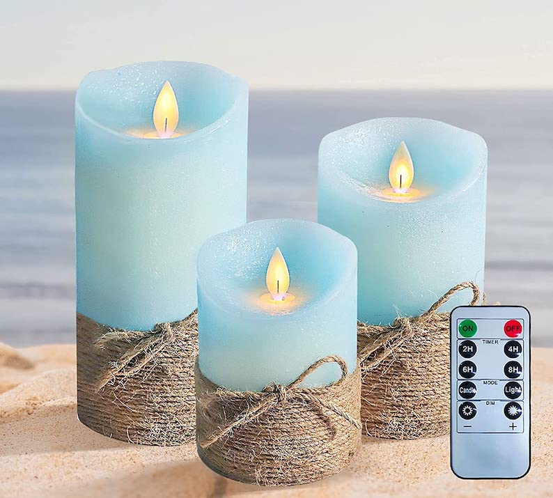 Beach-Themed Flameless Candles