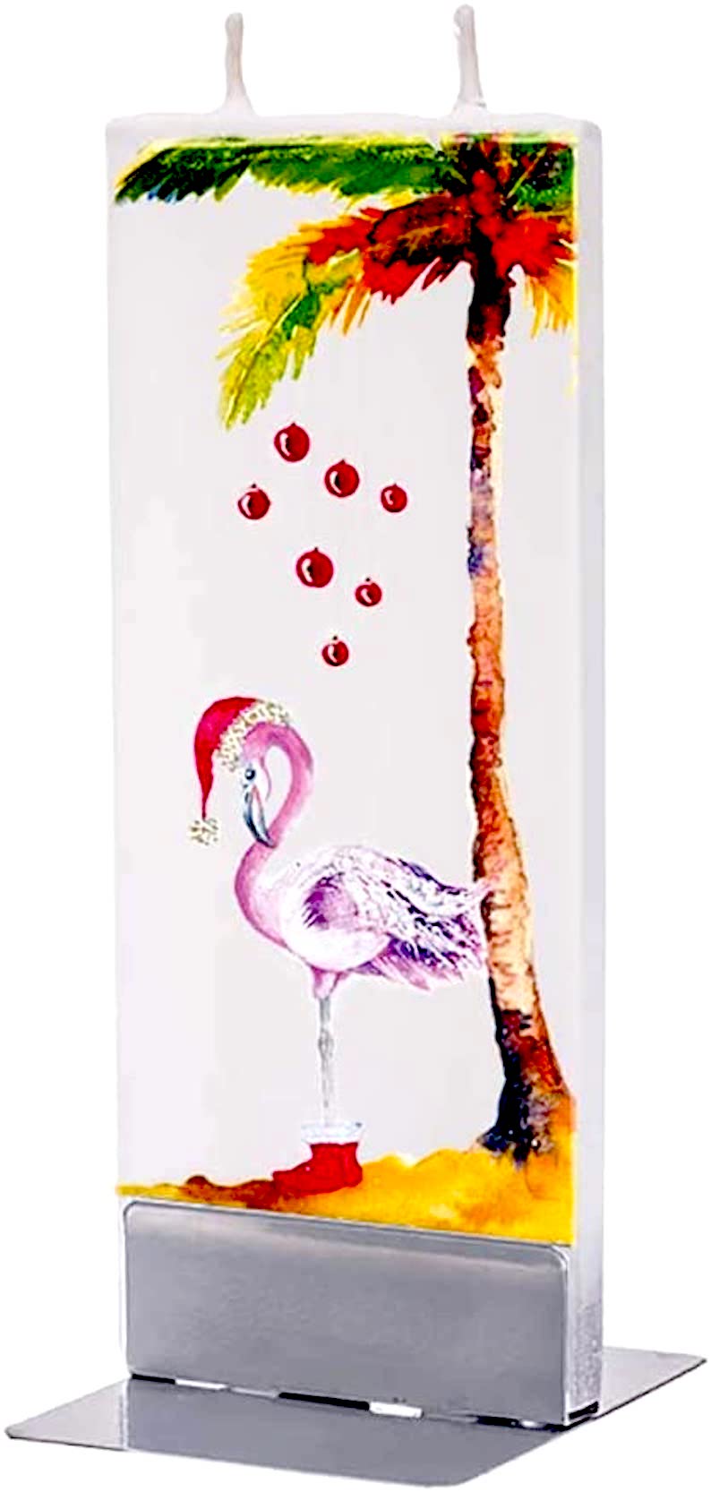 Flamingo with Santa Hat Decorative Candle