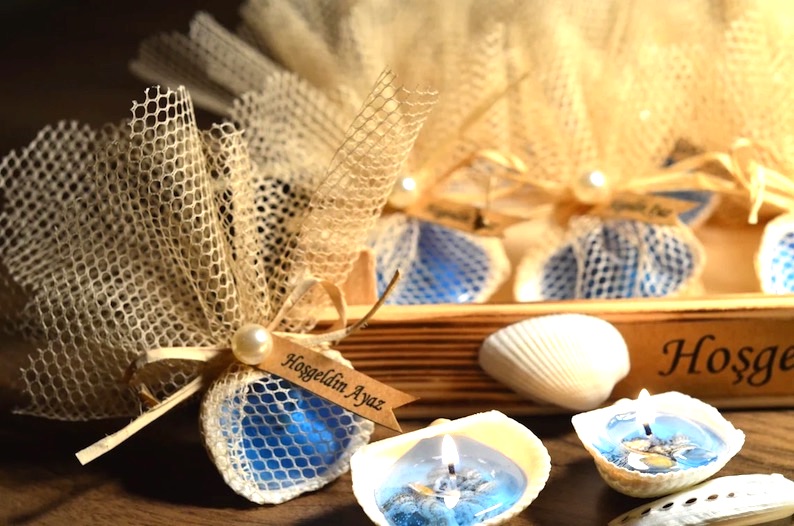 Handmade Candle in a Shell Party Favors